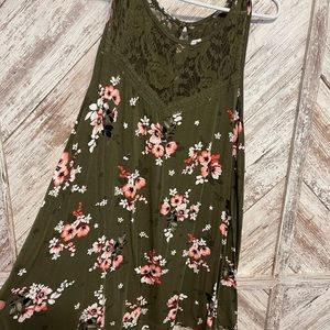 Torrid green pink floral lace tank